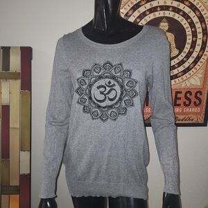 Chaser 'Om' Gray Cotton And Cashmere Blend Sweater L